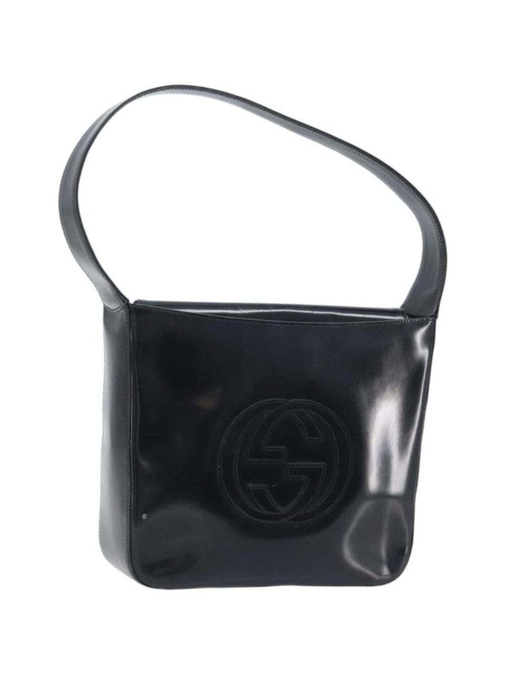 GUCCI Shoulder Bag Patent leather Silver Black 000 1013 0506